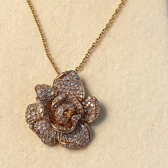 Effy Rose Gold Flower Necklace with Diamonds - Picture 1 of 3